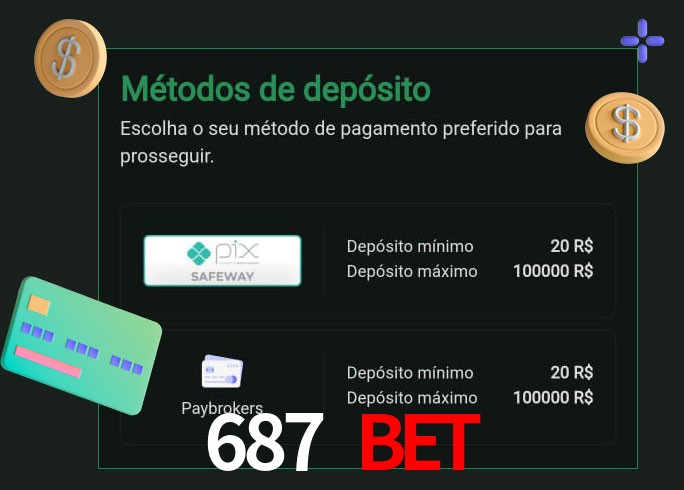 O cassino 687 bet oferece uma grande variedade de métodos de pagamento
